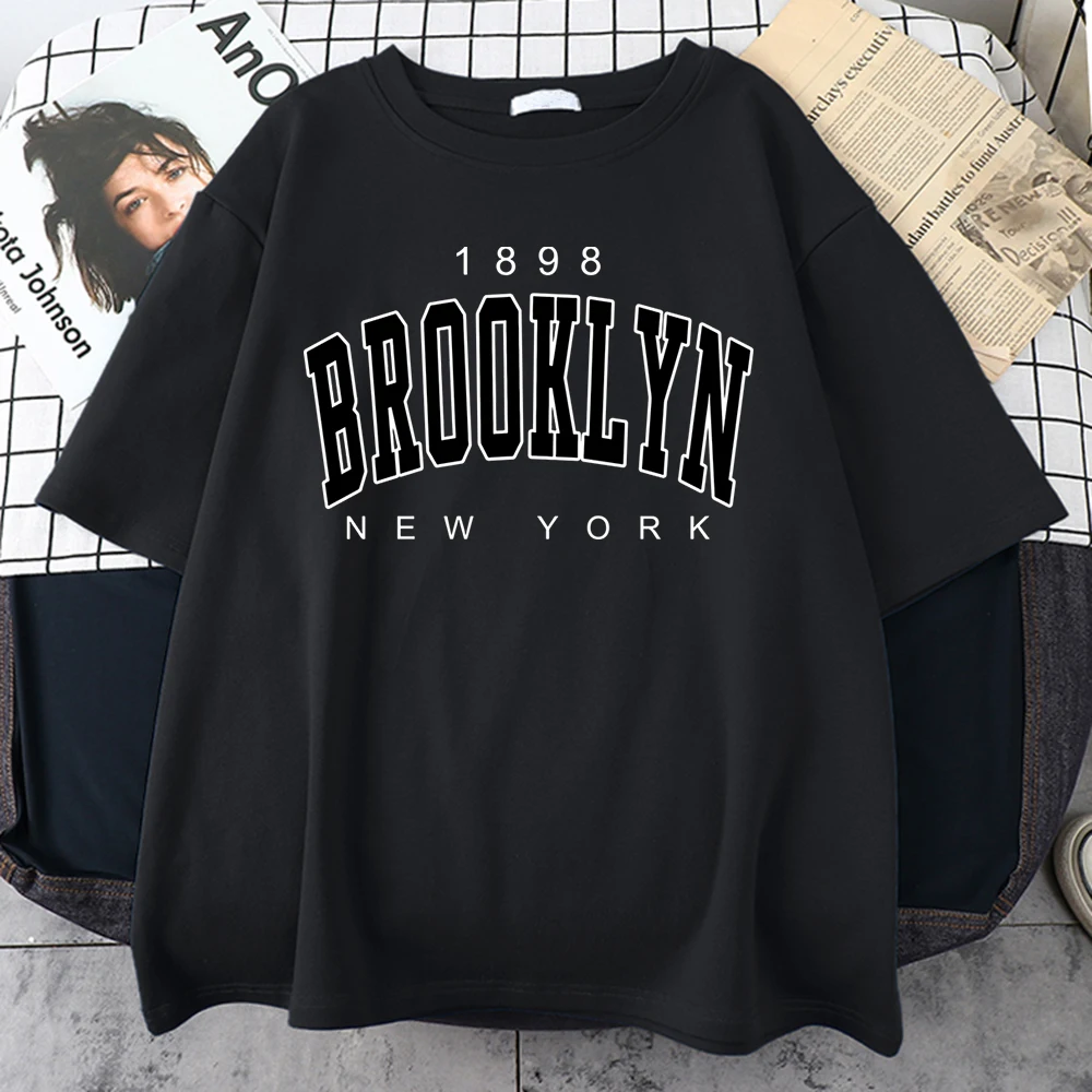 1898 Brooklyn New York  Prints Cotton Tshirt Loose Summer Tshirts Sport Individual Slimclothes Harajuku All-Matchman T-Shirts