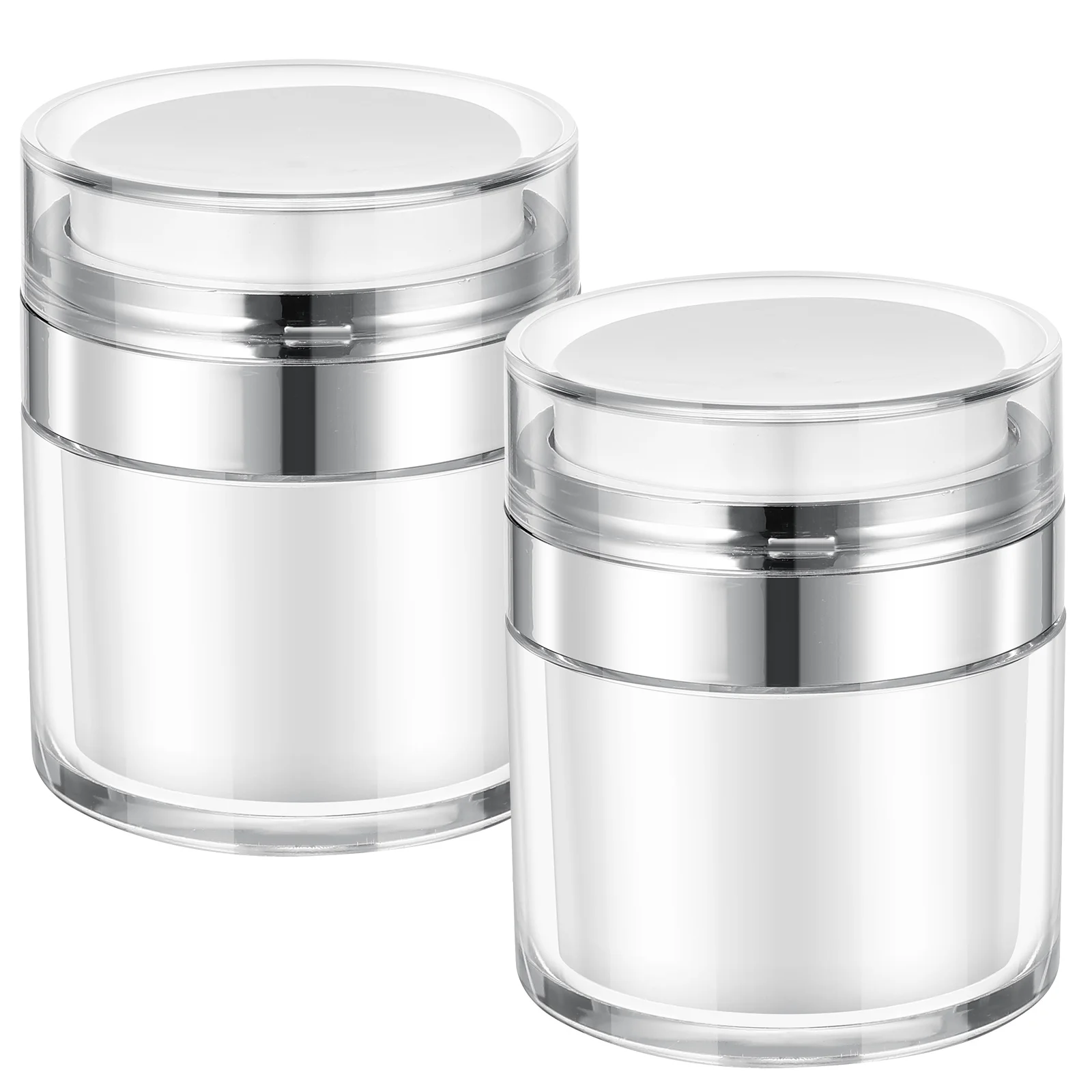 

2 Pcs Press Cream Jar Practical Sub Bottle Airless Pump Cosmetics Container Lotion Empty Face Wash