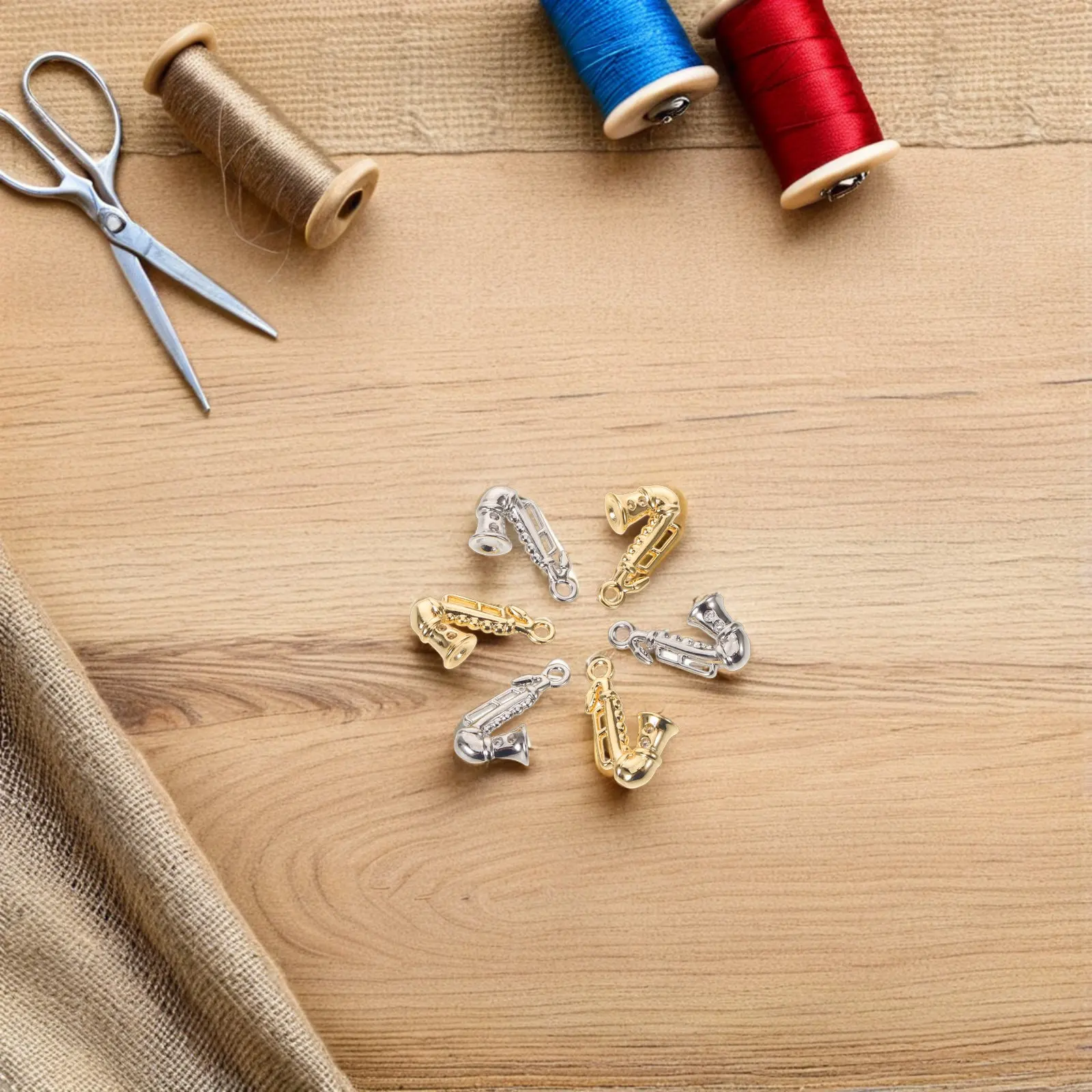 

6Pcs Saxophone Pendant Charm for DIY Jewelry Making Music Theme Metal Dangle Charms for Necklaces Bracelets Keychains Musical