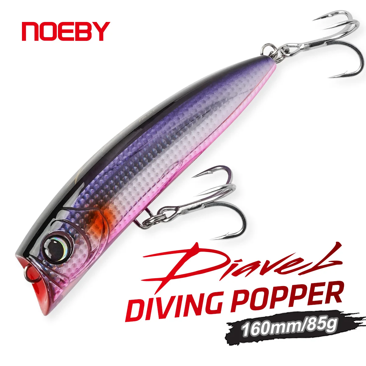 Isca de Pesca NOEBY Diavel Diving Popper 160mm 85g Flutuante para Atum GT em Água Salgada, Isca Dura para Pesca em Alto-Mar e Costeira
