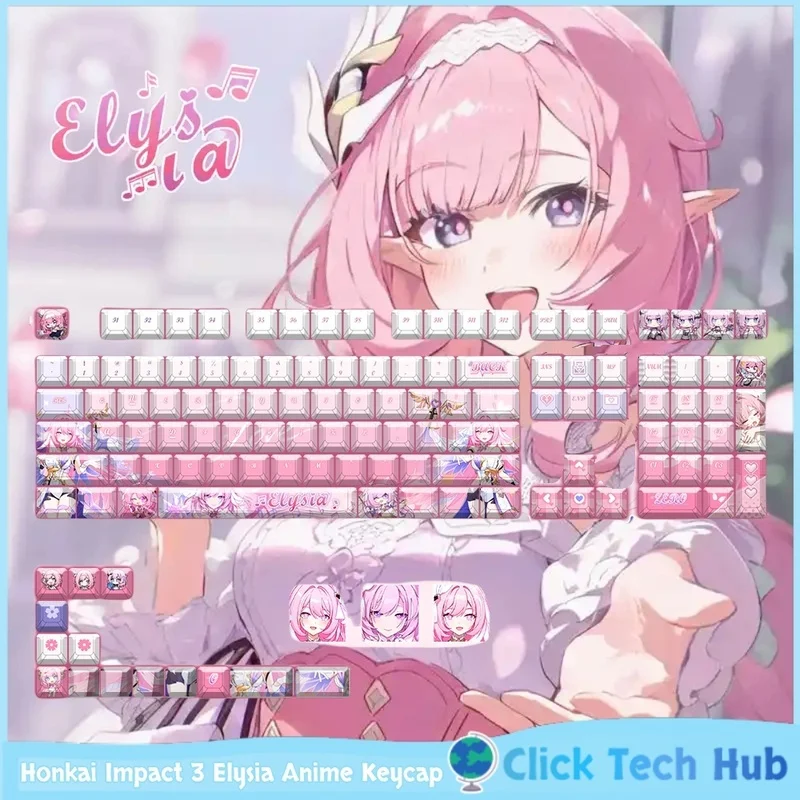 

Honkai Impact 3 Game Keycap Elysia Anime Character Keycap Game Peripheral PBT Positive Side Engraved Mechanical Keyboard Keycap