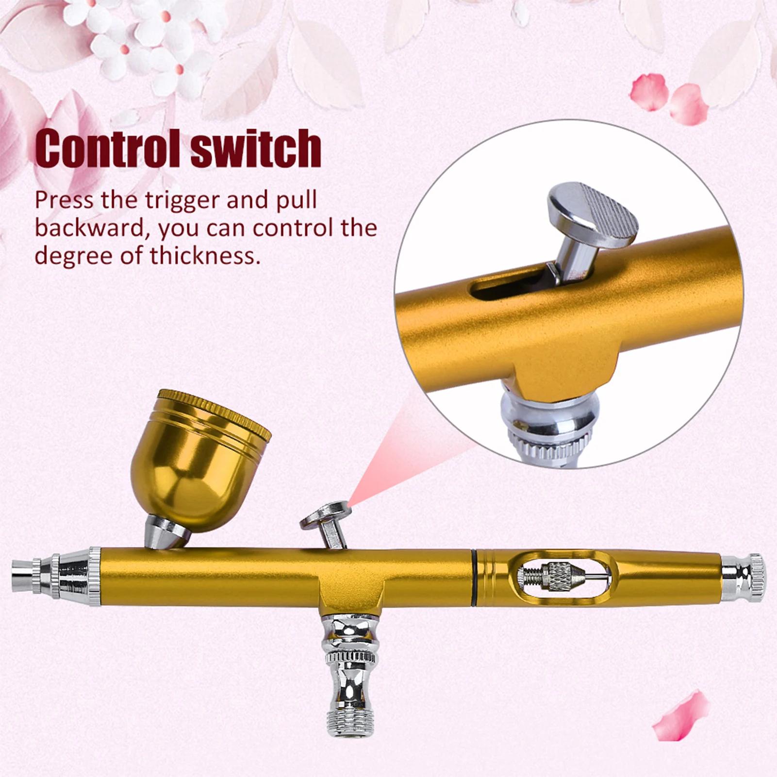 Pistola per spazzola ad aria con alimentazione a gravità 2 colori 0,3 mm Pistola per aerografo con alimentazione a gravità Pistola a spruzzo Arte Vernice per tatuaggi Strumenti per la decorazione di torte per unghie