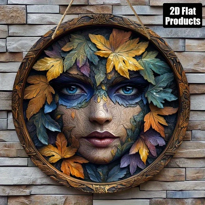 1 Stück 2D flaches, rundes Holzschild mit Elfenmotiv, geeignet für Cafés, Wohnzimmer, Büros, keine Stromversorgung erforderlich – sjs
