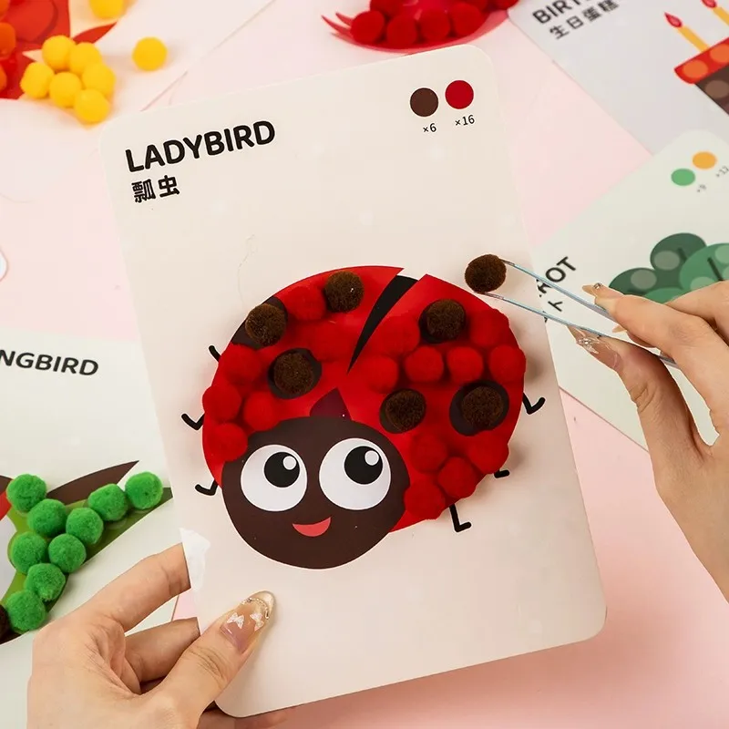 Crianças bola peluda pasta pintura brinquedo presente diy produção material embalagem criativa bola de pelúcia artesanato das crianças brinquedos presentes