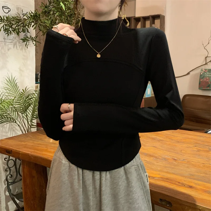 Autumn Turtlenek Slim T-shirt Women Top Sexy Vintage White Winter Tees ShirtS Y2K Korean Fashion Cheap Clothes Woman Kpop Tshirt