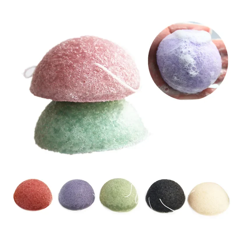 4pcs/lot Natural Konjac Konnyaku Puff Face Wash Cleaning Sponge Esponja Maquiagem Exfoliator Cleanse Konjac Sponge Makeup Konjac