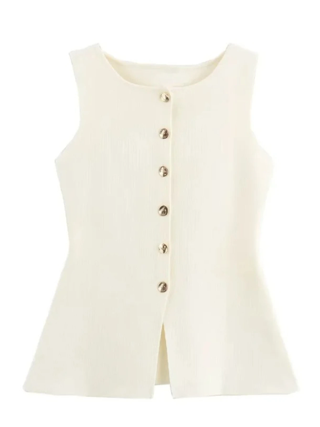 

Woman Knit Vest Top Female Button Sleeveless Vests for Women Summer Knitted Women's Tailored Vest Elegant Woman Coat