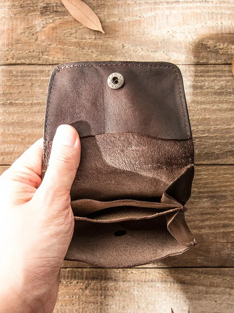 Retro plant mixed leather handmade genuine leather first layer cowhide card bag
