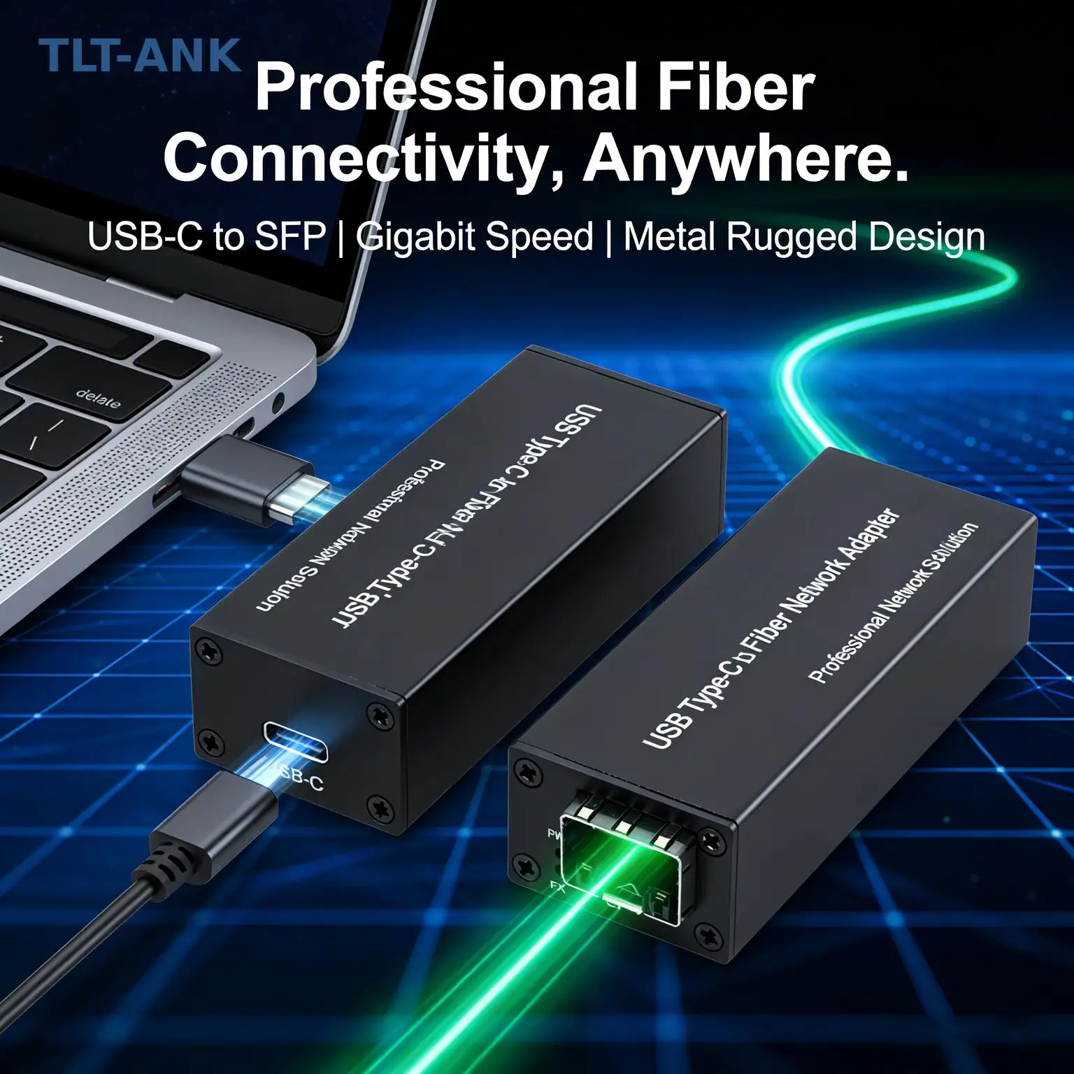 USB Type C to Gigabit SFP Fiber Ethernet Adapter Mini Network Converter High Speed USB 3.0 Gigabit Fiber Network for Laptop PC