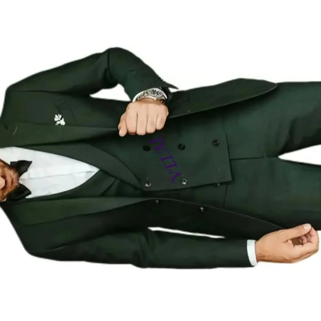 

Customized Slim Fit 2-Piece Men's Wedding Tuxedo Set with Peak Lapel Jacket And Pants Elegant Business Suit for Groomsmen And Sm