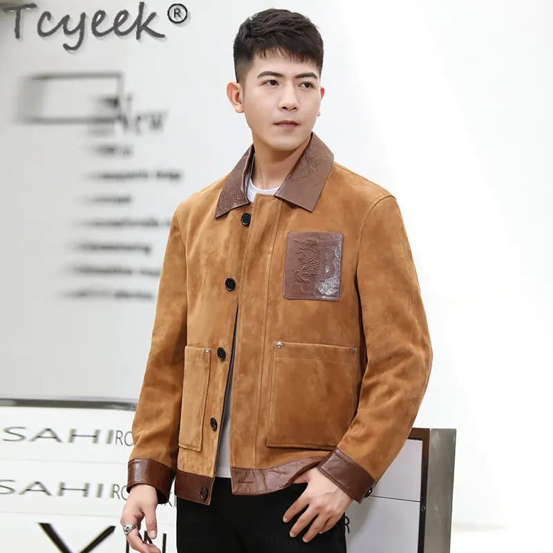 

Tcyeek Real Sheepskin Coat Spring Fall Men's Genuine Leather Jackets Korean Leather Jacket Men Clothing Thin Short Coats Fashion