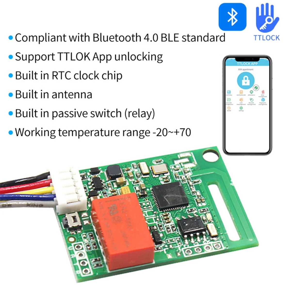 Imagem -05 - Ttlock-módulo Remoto Bloqueio Eletrônico Módulo Placa Bloqueio Saída de Relé Porta Sistema de Controle de Acesso