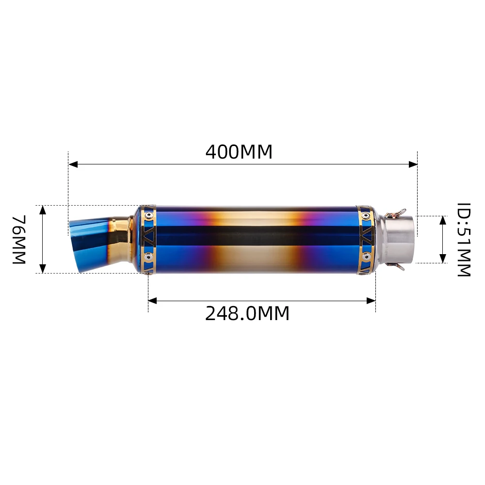 51MM Universal Stainless Steel Motorcycle Exhaust Muffler Pipe Racing Exhaust Profession Modify Accessories