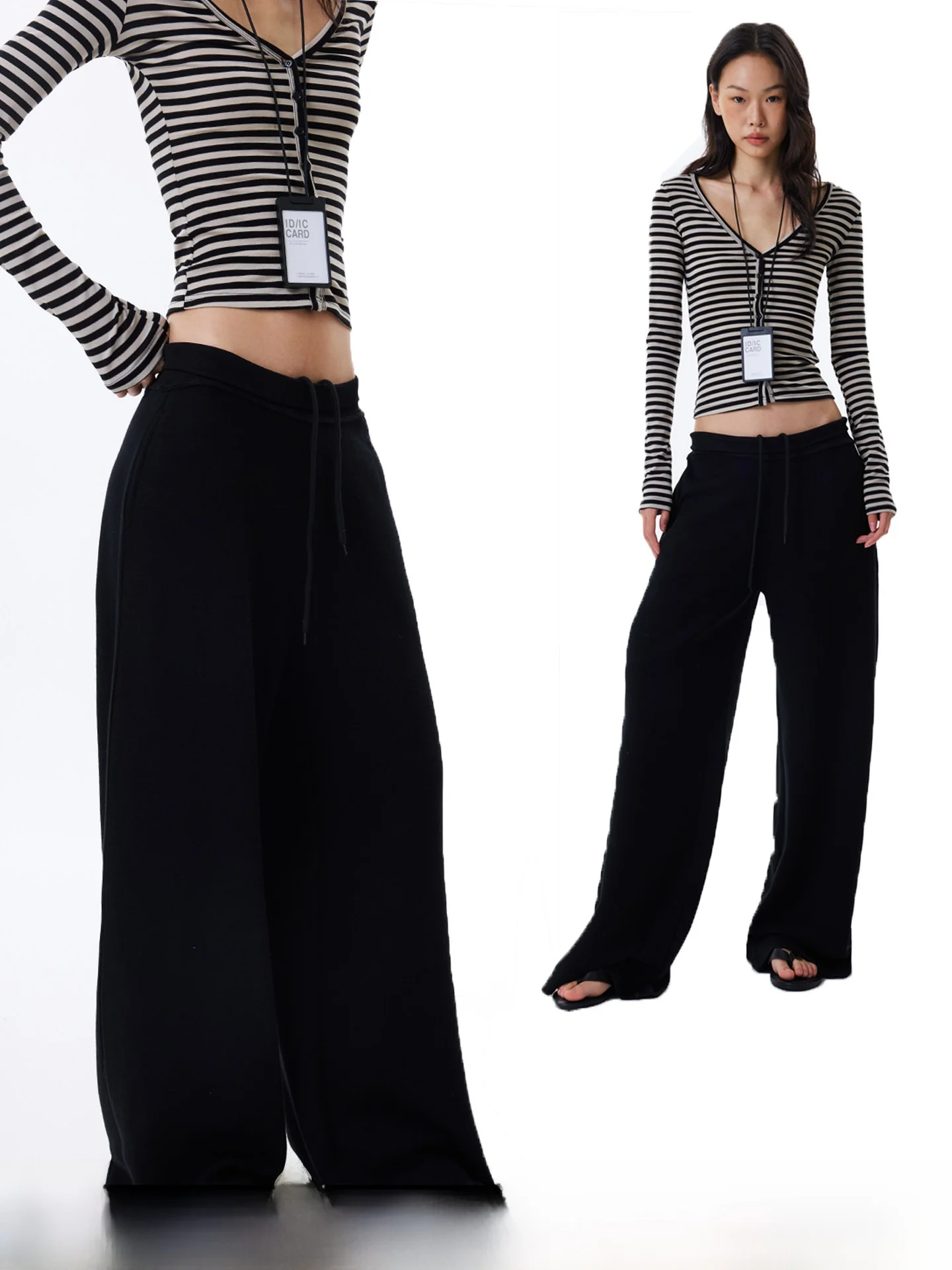 

Женские спортивные брюки GOGOBURN Bla Casual Dstring, весна 2026, свободный крой, прямые, широкие штанины, длинные брюки