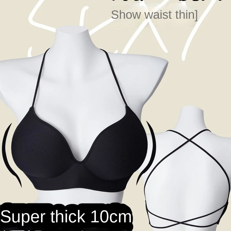 

Super Thick 10cm Underwear Gathers Small Chest to Show Off Large Flat Chest, Special Thin Shoulder Straps for Sexy and Seamless