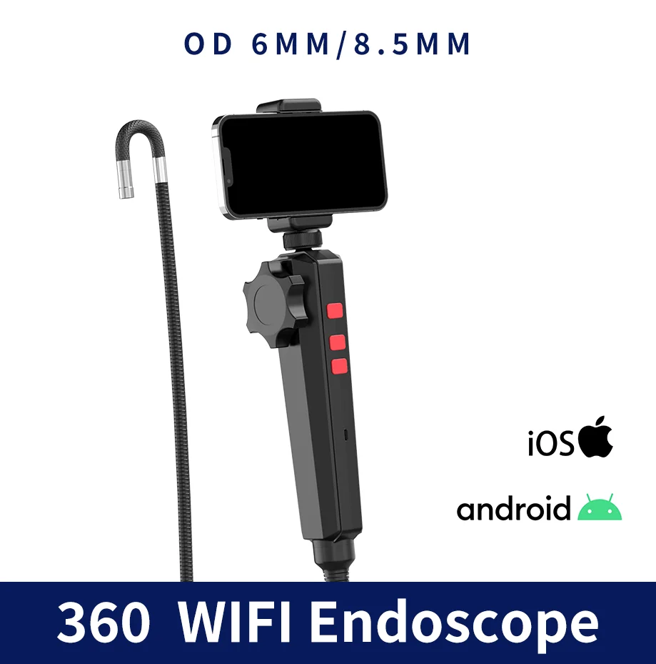 2MP 1080P 8MM 180Degree Two Way Articulate Steering WIFI Industrial Endoscope CMOS Borescope IP67 Digial Microscope Camera