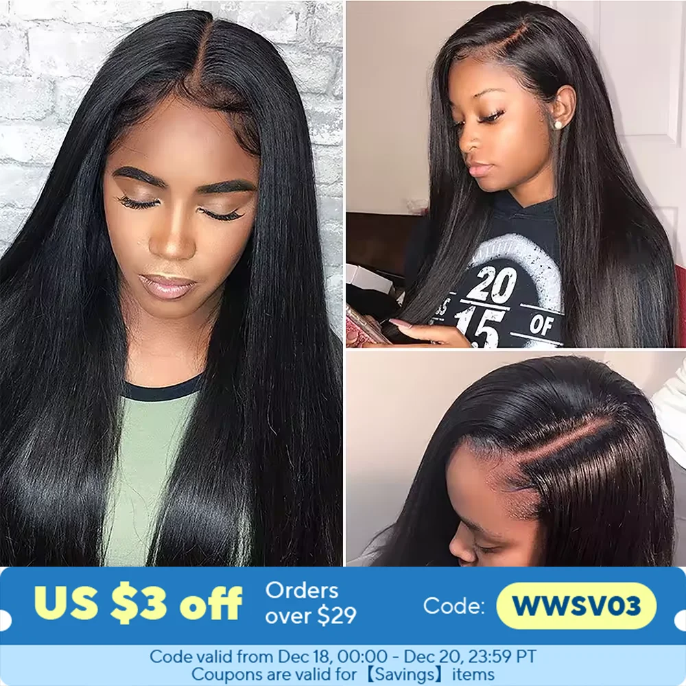 Straight Lace Front Wigs Human Hair 180% Density 13x4 Transparent Lace Front Wigs for Black Women Pre Plucked with Baby Hair