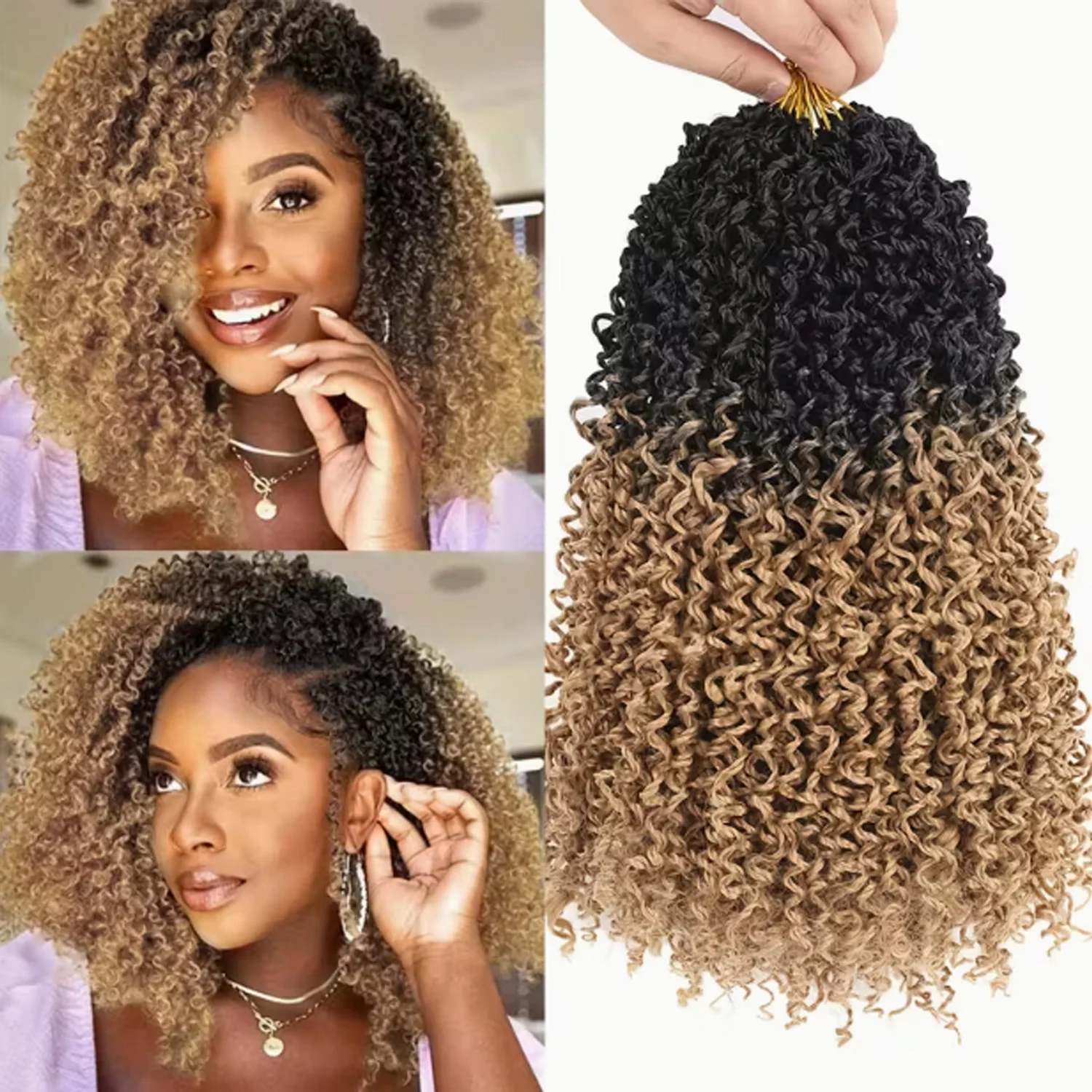 

Yanky Twist Crochet Hair 24 strands 1pack Ombre Spring Twist Hair Senegalese Twist Crochet Hair with Curly Ends Synthetic hair