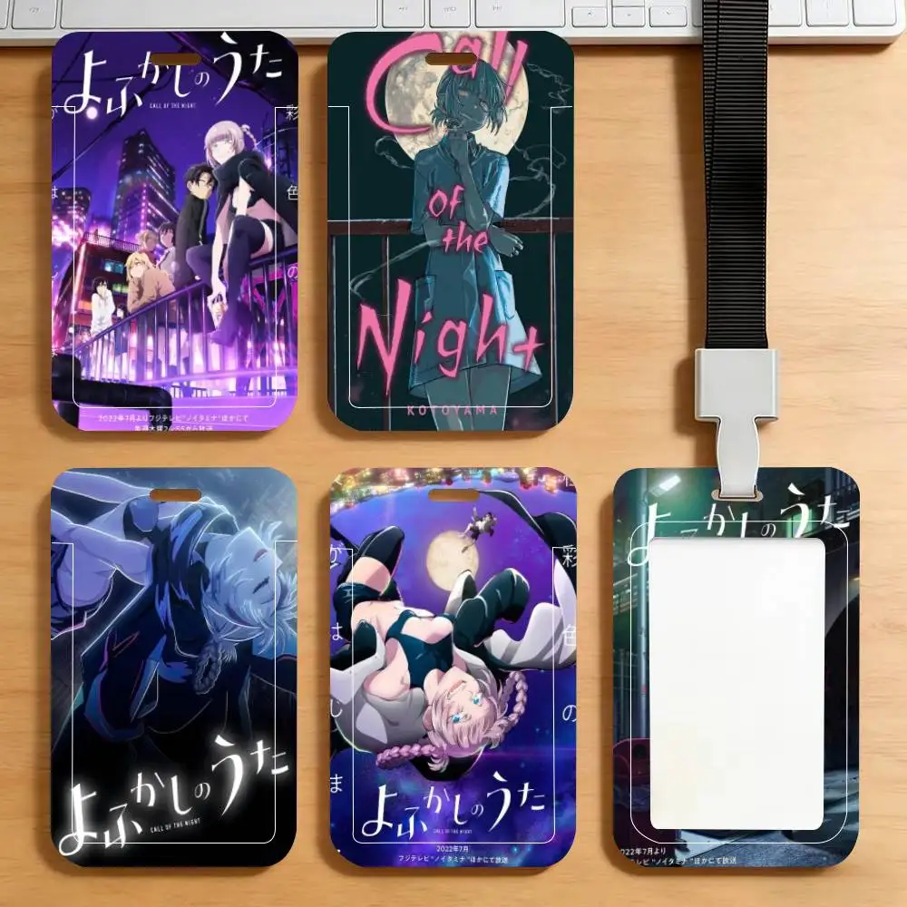 HOT Anime Call Of The Night   ID Card Holder Neck Strap Pendant Door Badge Holder Lanyards Keychain Work Credential Case Gift