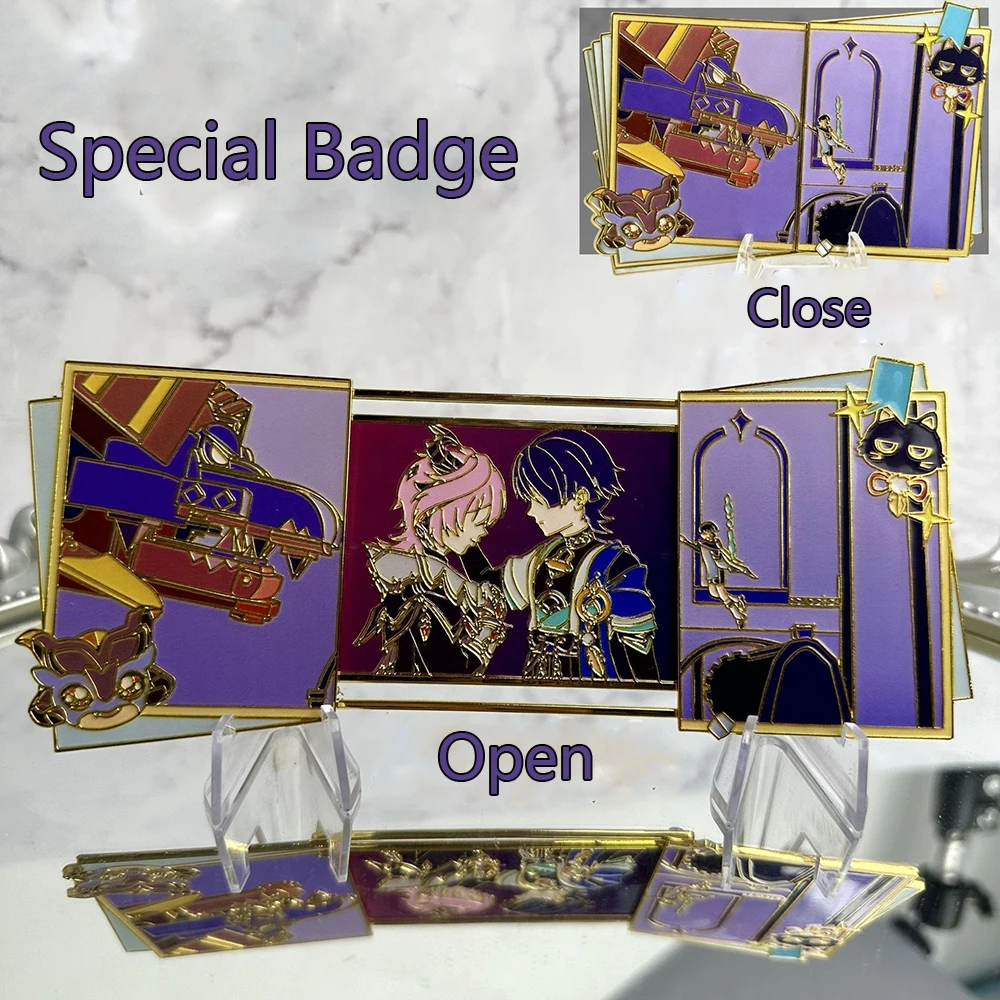 Anime Genshin Impact Wanderer Durin Cosplay Badges Game Building Block Dragon Cute Cat Push-pull Pins Special Desk Decor