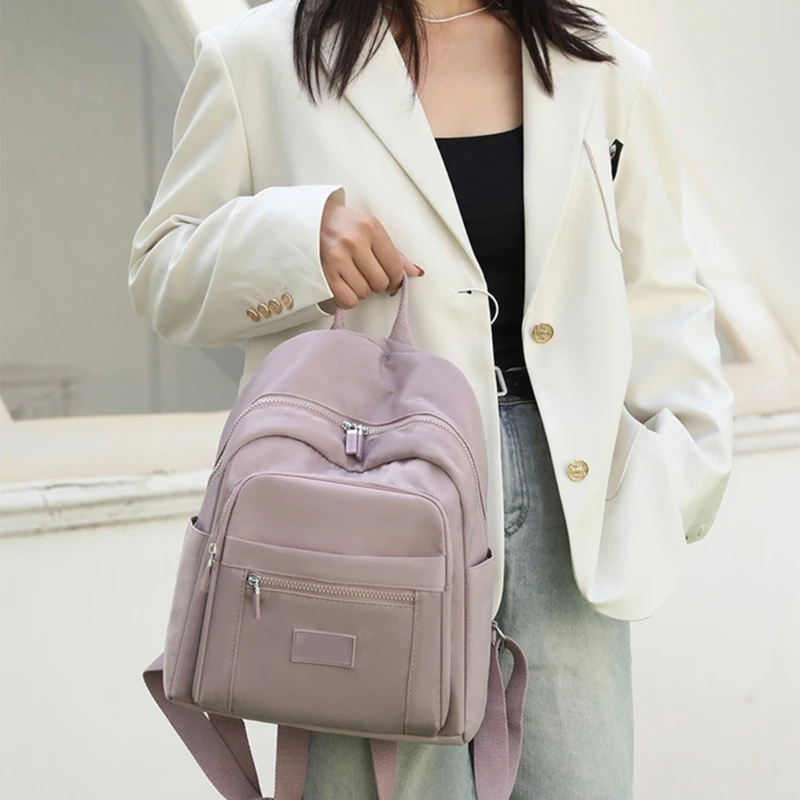 Spacious Solid Color Backpack with High Storage Nylon Backpack Perfect for Students Professionals & Travel Enthusiasts