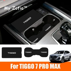 For Chery Tiggo 7 Pro Max 2024 2025 Car Leather Mat Door Groove Anti-slip Cup Cushion Gate Slot Coaster Dust-proof Accessories