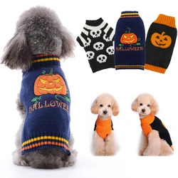 Fashion Dog Sweater Halloween Skull Pumpkin Print Dog Clothes Chihuahua Bichon Warm Coat Autumn Winter Puppy Outfit Pet Costume