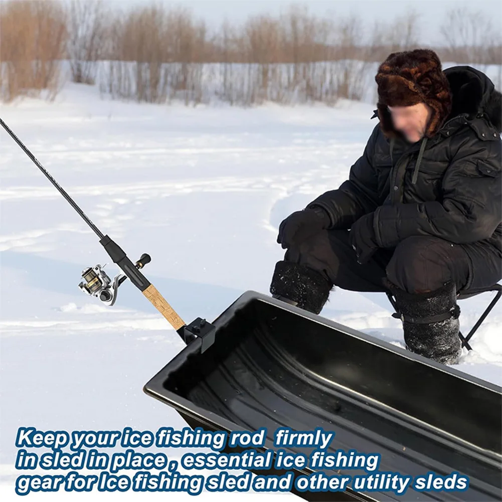 Carbon Steel Ice Fishing Rod Holder with Adjustable Design for Use on Sleds and Boats Stability and Easy Rod Handling