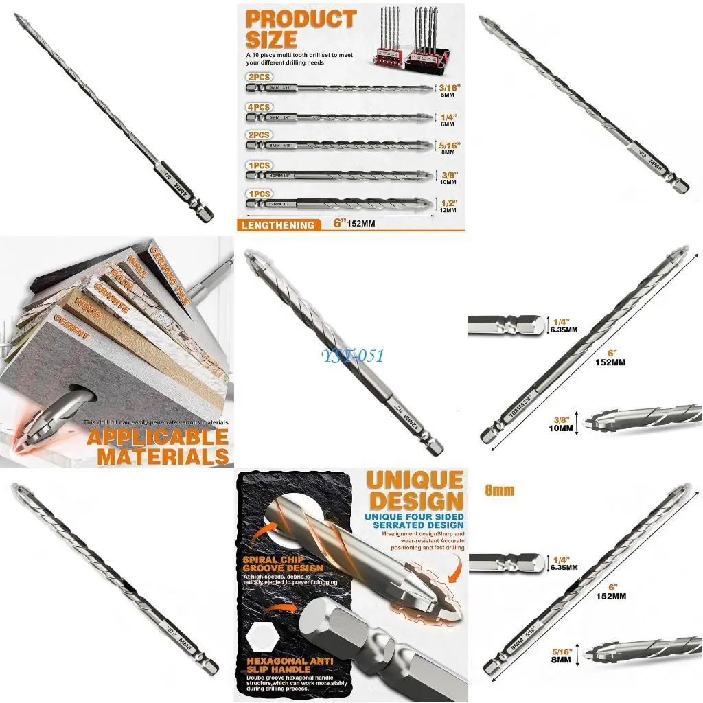 Dureza serrilhada quatro bordas do bocado broca excêntrico E15A 4/5/6/8/10/12mm