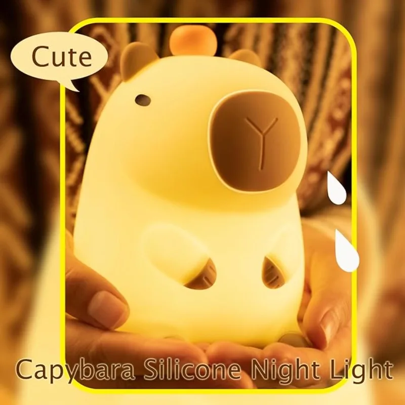 Capibala Cute Night Light USB Rechargeable Bedroom Sensor Tap Light Sleep Companion Bedside Desk Lamp Birthday Gift