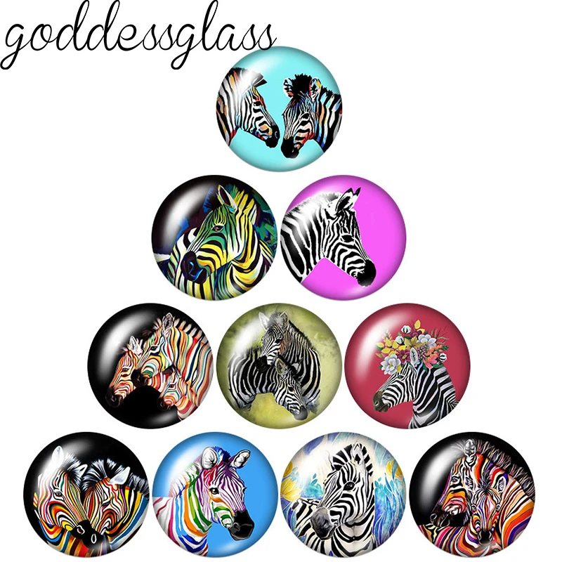 جديد الحيوان زيبرا اللوحة نمط نمط 10 قطعة 12 مللي متر/18 مللي متر/20 مللي متر/25 مللي متر صورة مستديرة الزجاج كابوشون ظهر مسطح صنع النتائج مجوهرات #3