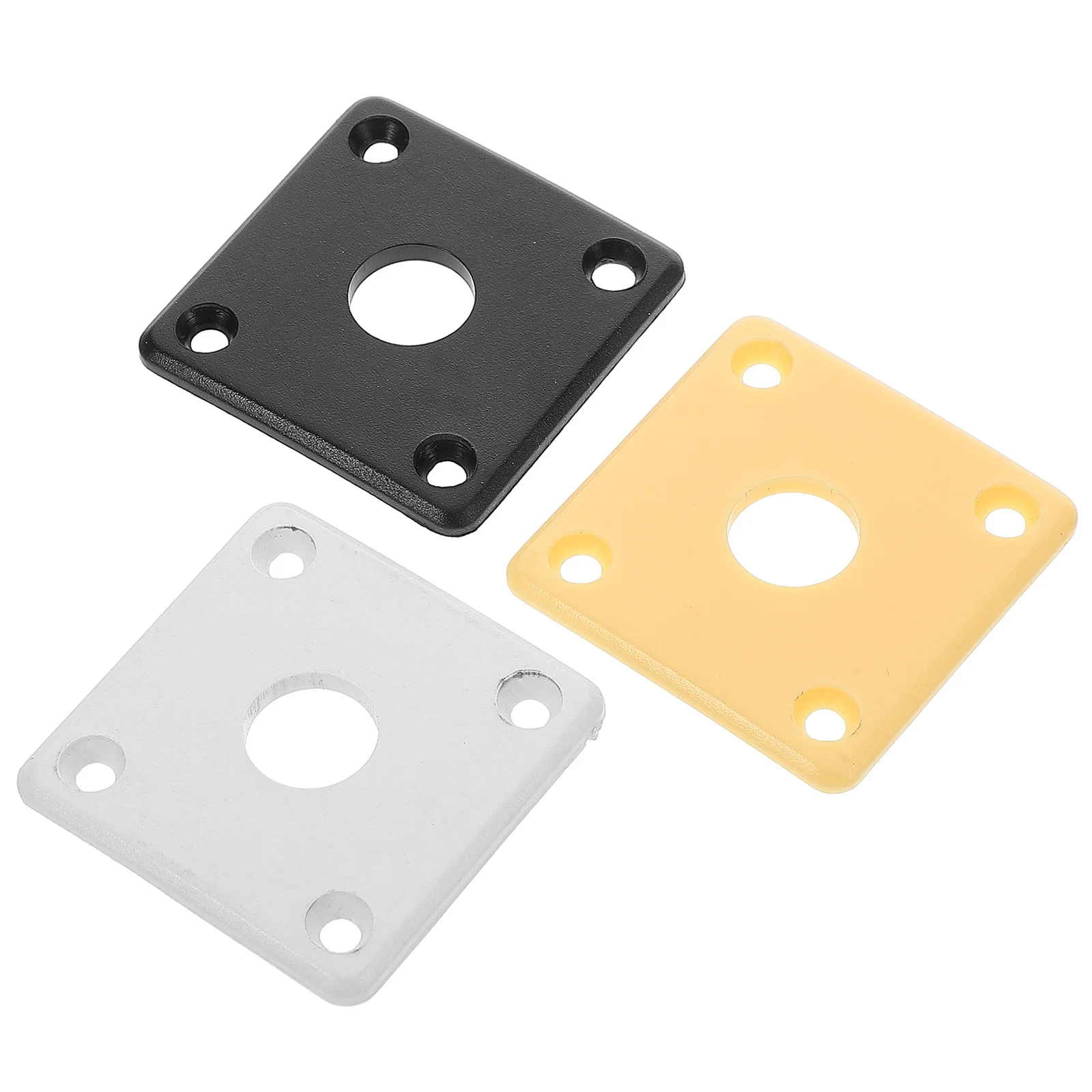 

3Pcs Plastic Guitar Jack Plate Cover Curved Square Base Plate Replacement for Electric Guitar Supplies White Black Yellow