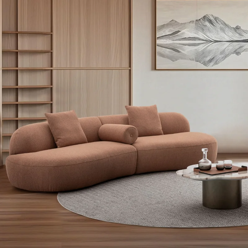 Nordic light luxury comfortable curved sofa antique designer modern simple home leisure living room new fabric