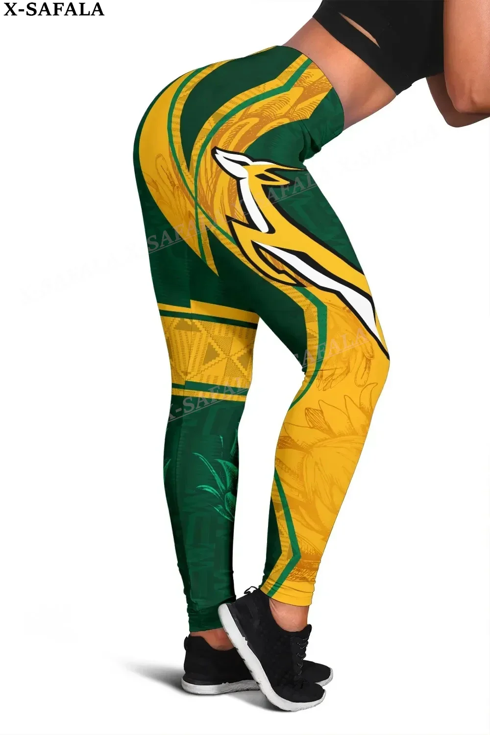 South Africa Springboks Coat Of Arms Leggings 3D Print Women Yoga Girl Stretch GYM Slim High Waist Legging Summer Sports-4