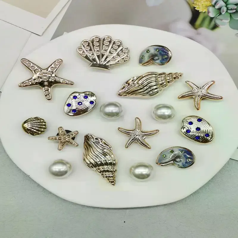 Ocean Inspired DIY Shoe Charms 16Pcs Set Removable Starfish Conch Shoe Buckle Decor for Clogs Bags Women Girls Gifts