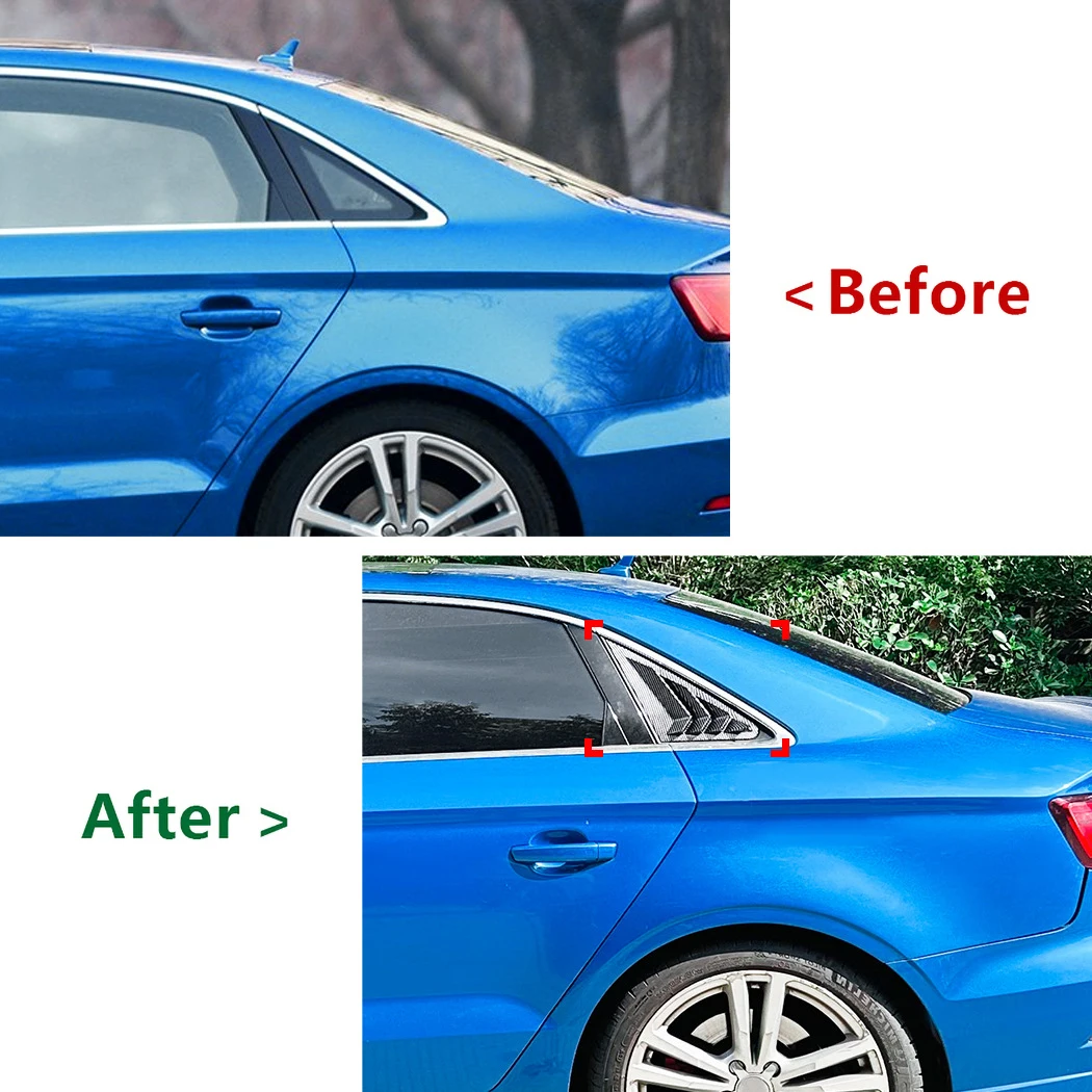 1 Pair For Audi A3 S3 8V 2014-2020 Car Rear Window Shutter Cover Trim Window Louver Side Vent Auto Decoration Car Stickers