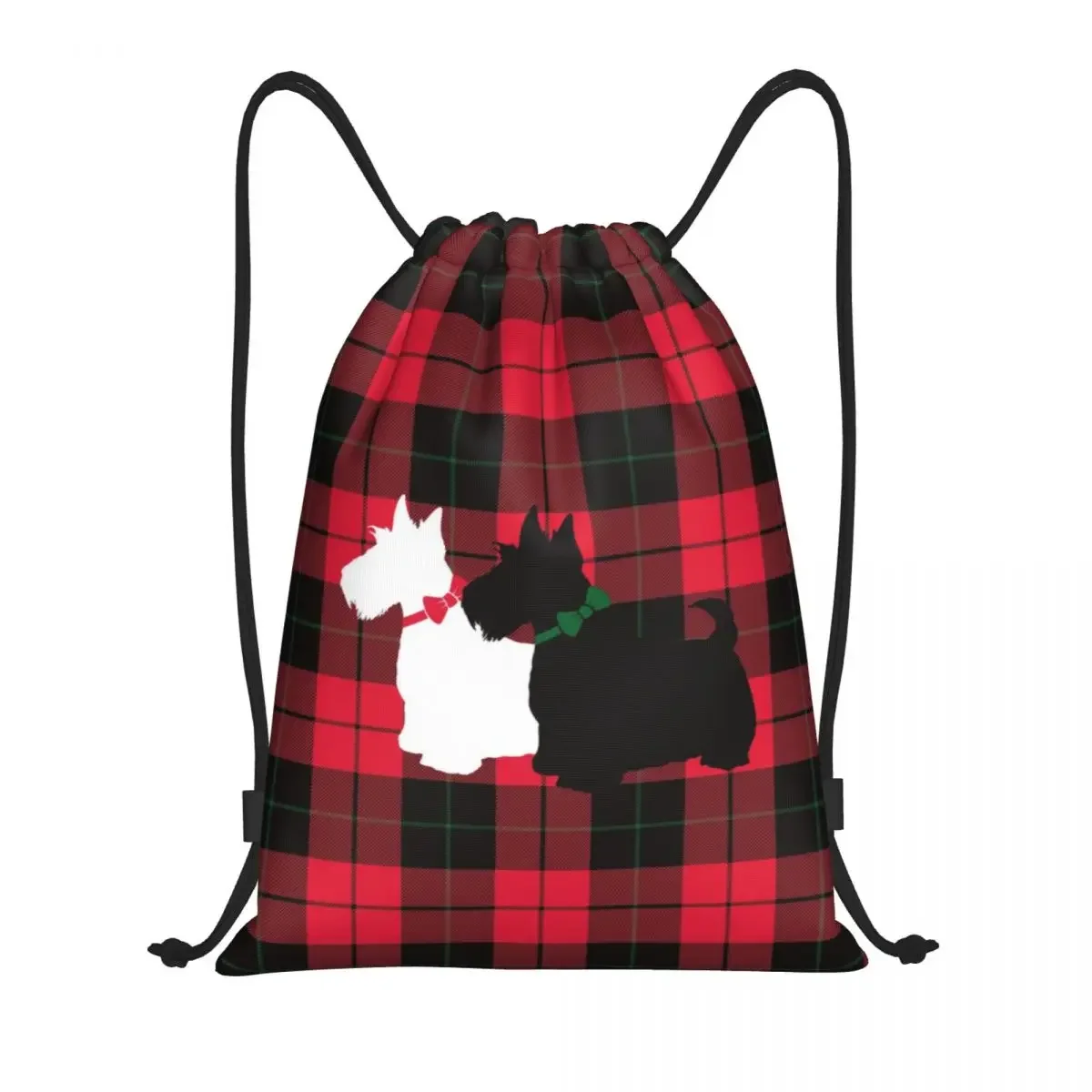 Mochila plegable con cordón para hombre y mujer, morral de entrenamiento con diseño de tartán y perro, Mochila deportiva para gimnasio, Terrier escocés, Vogue