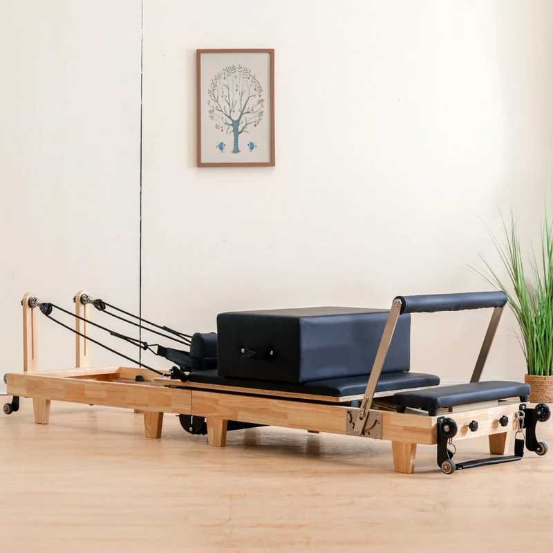 سرير تدريب بيلاتيس منزلي قابل للطي وقابل للطي، ممارسة اللياقة البدنية، معدات مطاطية، مصلحيون بيلاتيس خشبي