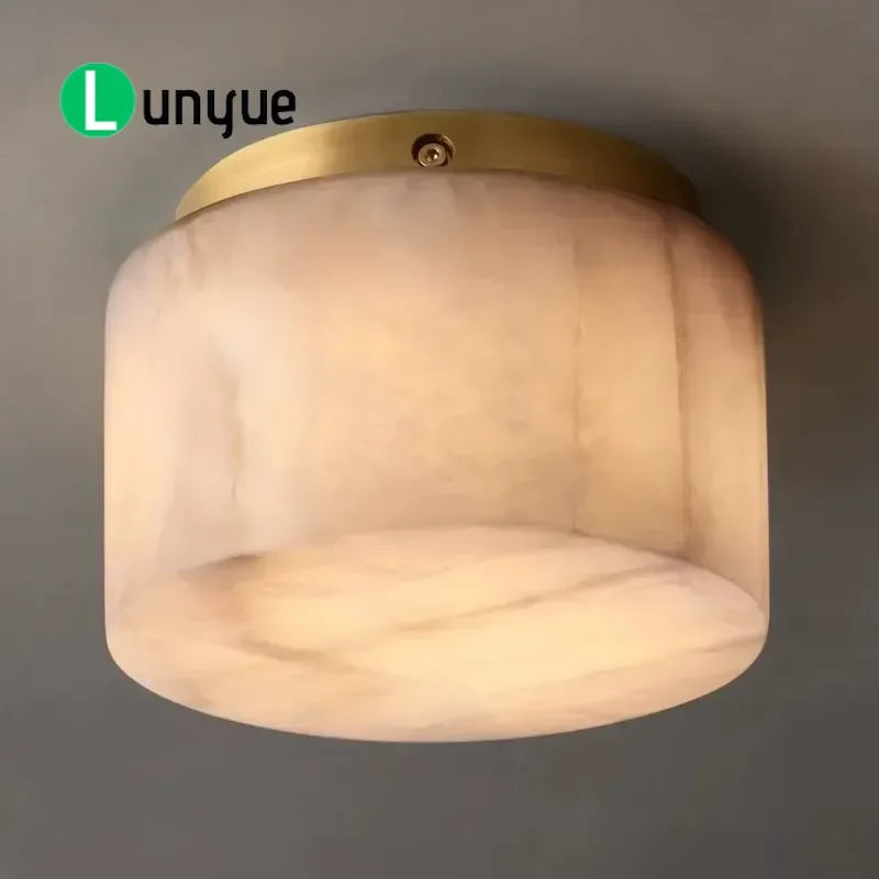 Modern Brass Alabaster LED Ceiling Light for Living Room Dining Room Cafe Bar Contemporary Design Fixture