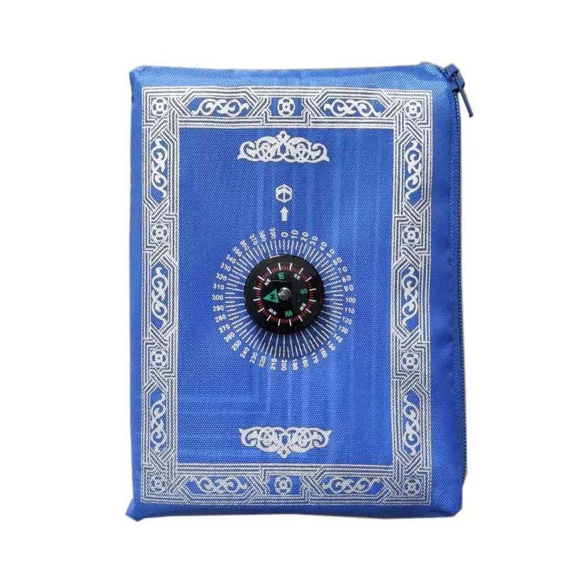 Portable Prayer Mat - Premium Polyester with Built-in Compass for Muslim Travel & Ramadan Gifts - Machine Washable 100x60cm