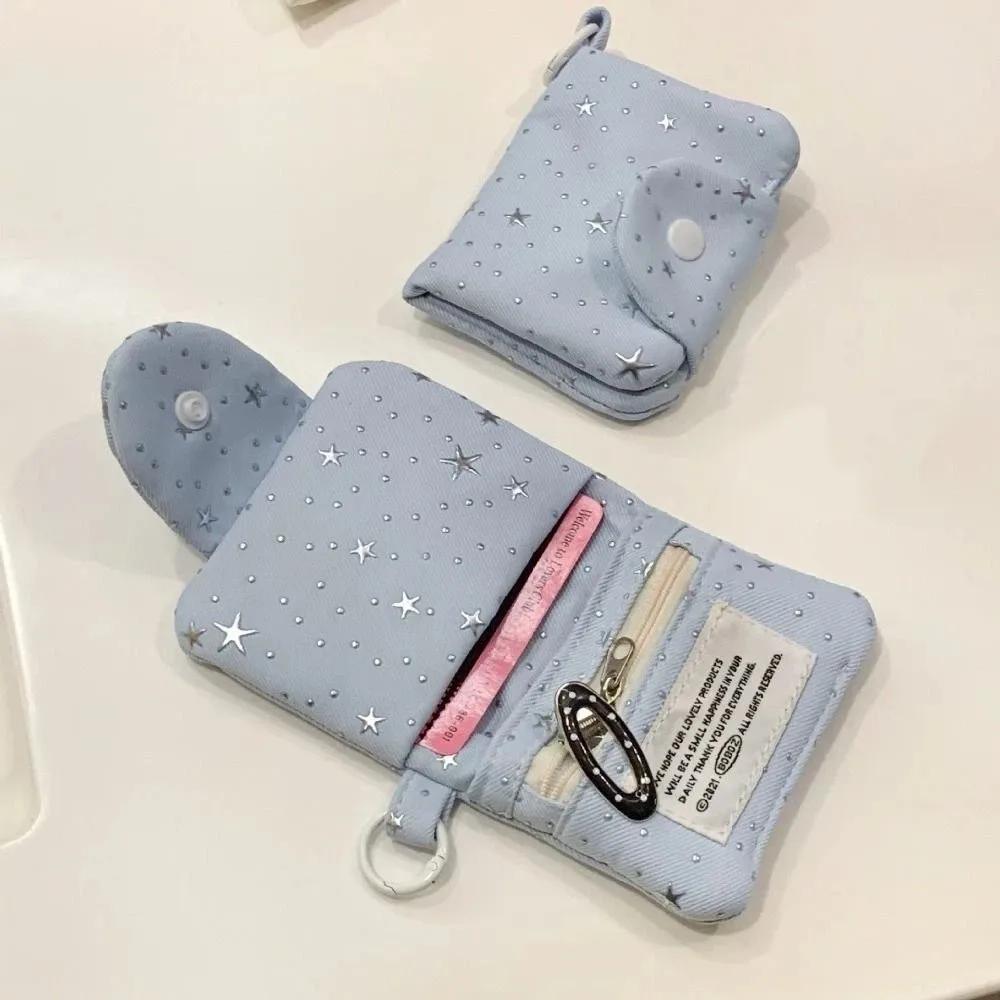 

Portable Sweet Star Sequins Card Bag Multi layer Zipper Coin Purse Korean Style Fashion Small Short Wallet Girls Women