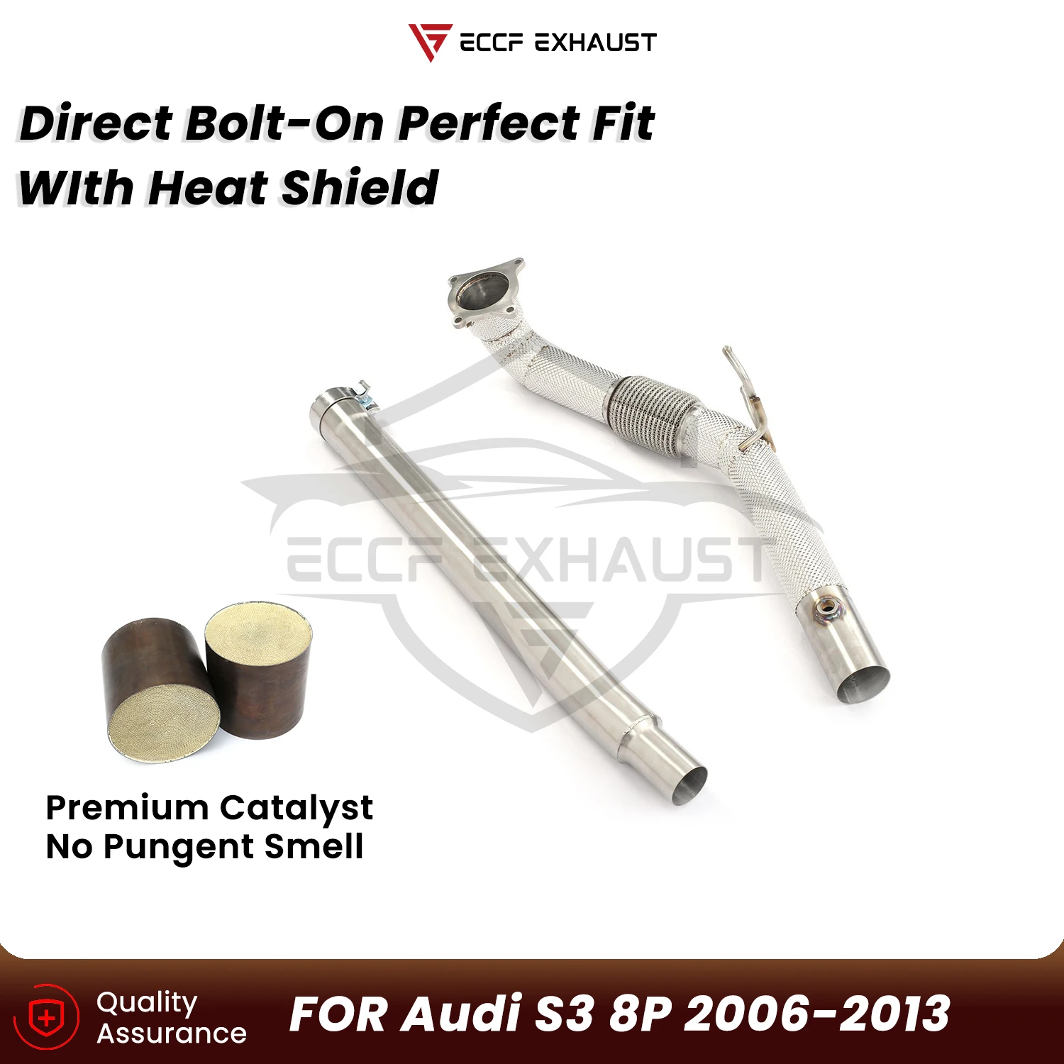 ECCF Sporty Downpipe with Heat Insulation For Audi S3 8P 2006-2013 Aggressive Sound Plug and Play Upgrade Performance