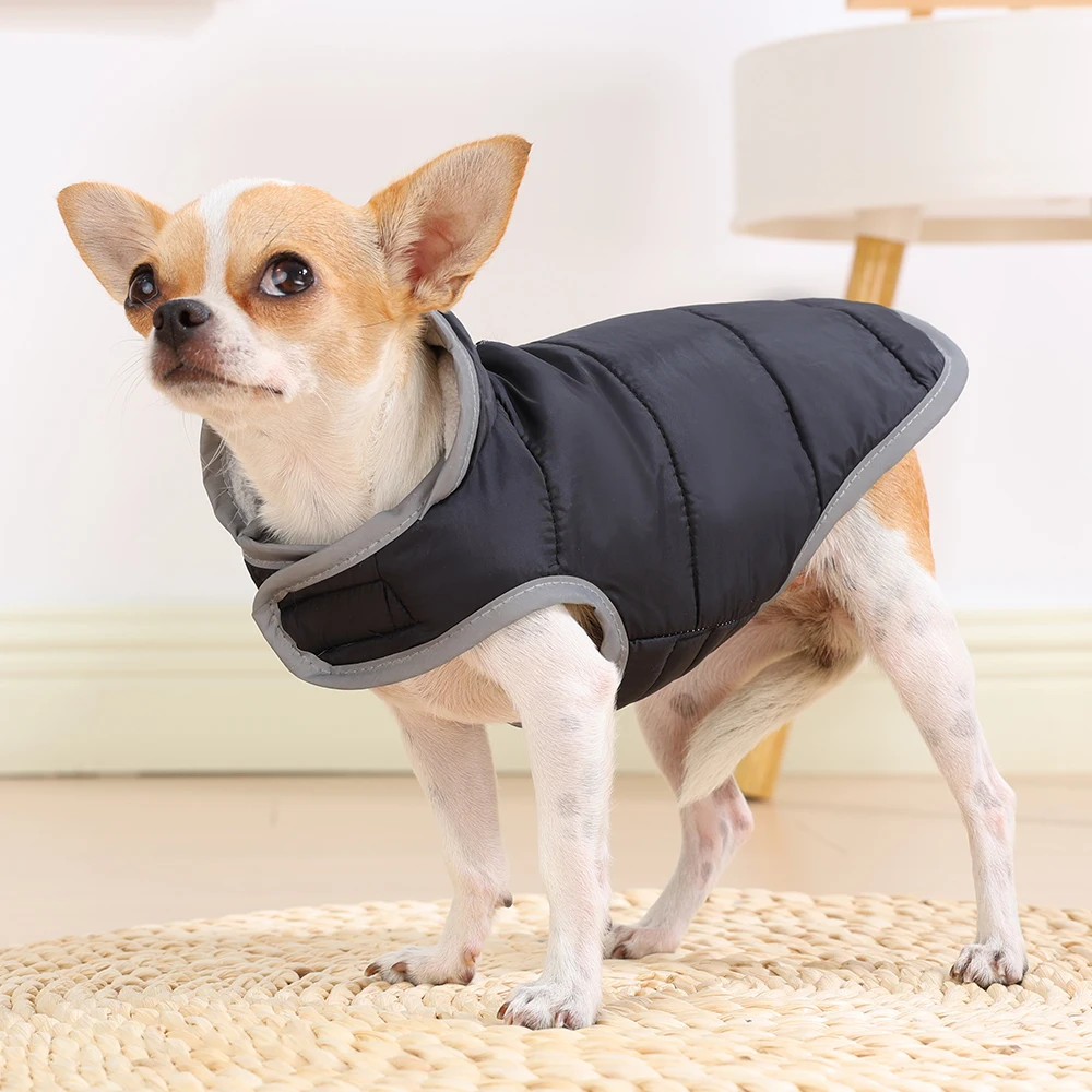 Wintermantel für Haustiere, wendbar, winddicht, Hundejacke für kleine und mittelgroße Hunde und Katzen, reflektierende Sicherheitskleidung für Welpen und Chihuahuas für den Außenbereich. – Detail 15
