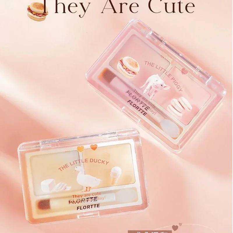 Flortte Highlighter Cream Matte Face Highlighting 2-kleuren Finishing Setting Blush Palette Iluminadores De Maquillaje