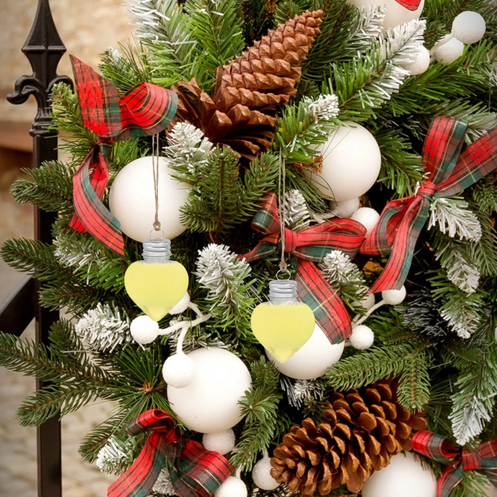 

20pcs Fillable Heart Shaped Plastic Bottles Clear Craft Baubles For Christmas Tree Decor Wedding Party Diy Ornament Balls 50Ml