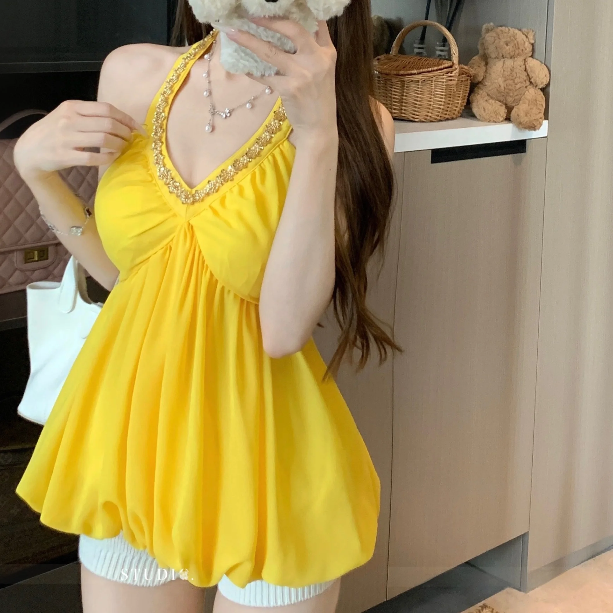 

Сексуальный пряный шифоновый топ с колючками и тяжелыми стразами, утягивающее кружево с цветочным принтом, чистое желание, лето 2025, новое поступление