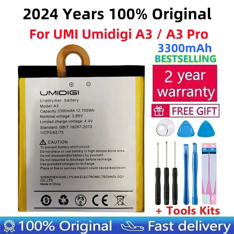 2024 Years 100% Original 3300mAh Replacement Smart Phone Battery For UMI Umidigi A3 A3 Pro Mobile +Tools Free