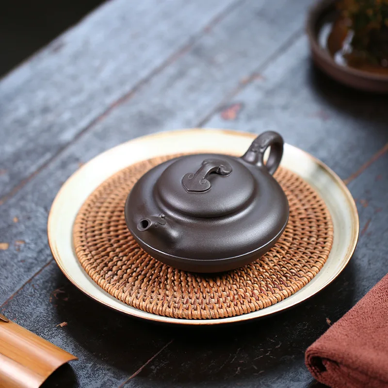 Yixing Original Black Clay Handcrafted By Famous Artisans Purple Clay Teapot Wholesale. Dragon And Phoenix Auspicious Teapot