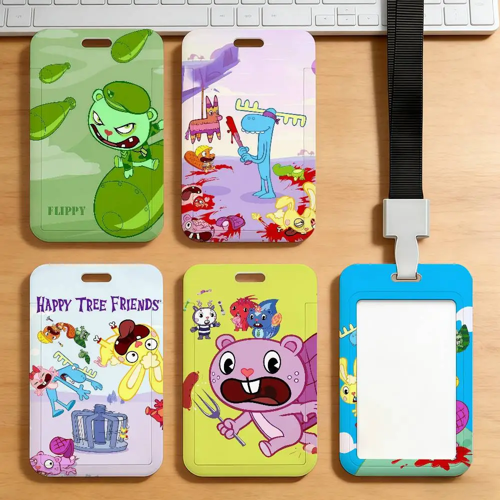Happy Tree Friends Card Holder Student ID Case Daily Use Subway Commute Work Cover Office School Bus Protector