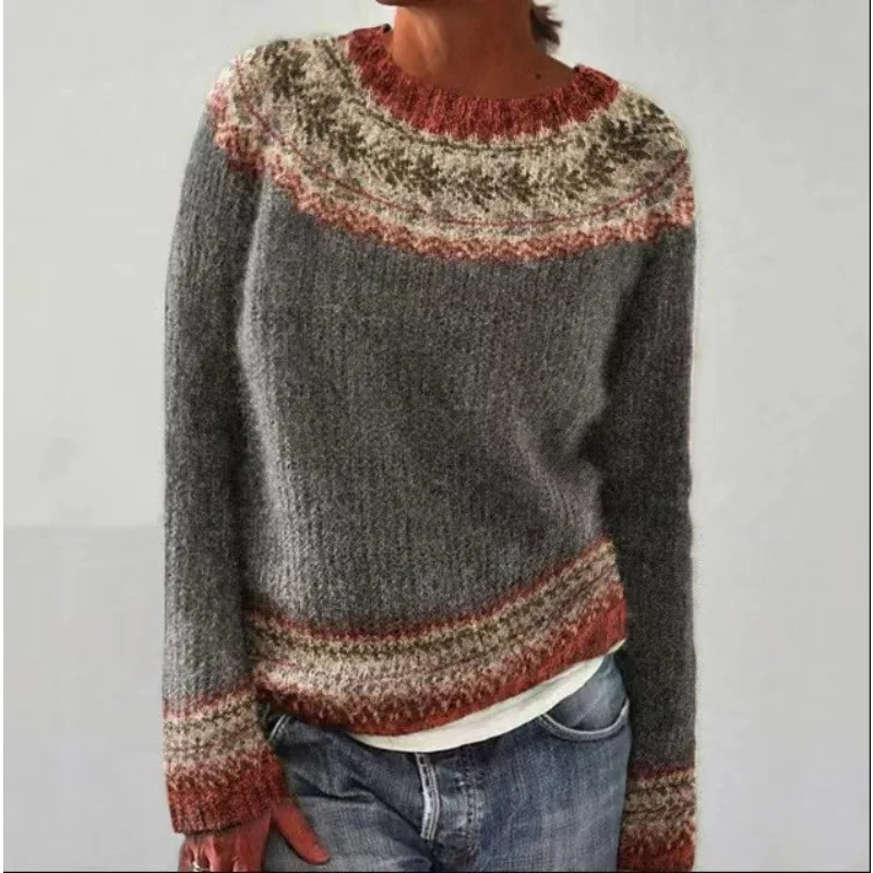 

Women's Models Fairy Spring Autumn Knitted Sleeve Colorblocking Round Collar Pure Color Casual Simple Advanced Design Fashion